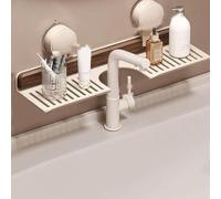 Walnut Wood Bathroom Shelf - No Drill Suction nizer for Shower & Sink U-Shaped Holder for Toiletries Stylish Storage Solution (White 70cm/27.5in)
