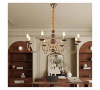 Walnut Wood Brass Candle Retro Style Art Design Pendent Light Living Room Dining Bedroom Hanging Lamp