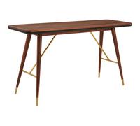 Walnut Wood Console Table with Leather Trim, Modern Retro Entryway Table with Brass Accents, Console Table Interiors by Premier Gold One Size