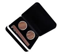Walnut Wood Cuff Links and Necktie Clip Set for Men | Brown Polished Finish, Lightweight Wear Resistant Alloy Details, Gift Box, Quick Easy Use