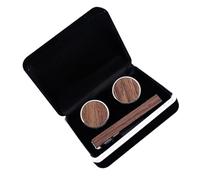 Walnut Wood Cuff Links for Men Alloy Finish, Brown | Fine Polished, Wear Resistant, Lightweight Design, Quick to Use, Gift Box Set for Formal Shirts