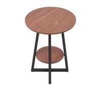 Walnut Wood Effect Small Round Sofa Side End Table Coffee Tea Table 2 Tier Shelf