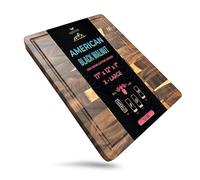 Walnut Wood End Grain Cutting Board for Kitchen with Juice Groove, Inner Handles, Heavy-Duty Butcher Block, Wooden Chopping Board, Charcuterie Boards 17" x 12" x 1"