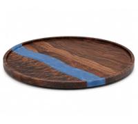 Walnut Wood & Epoxy Resin Rotating Tray - Decorative & Practical Lazy Susan Turntable for Coffee Table, Dining Table, Kitchen & Office - Elegant Wooden Centerpiece & Serving Organizer - Gift Idea