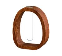 Walnut Wood Glass Vase, Wooden Hydroponic Flower Vase Transparent Mini Plant Holder for Water Plants Home Office Desktop Wedding Decor Present