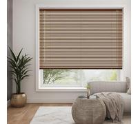 Walnut - Wood grain effect PVC venetian Blind - Width 165cm x Drop 150cm - 25mm Horizontal Slats - Easy Fit Trimmable fitting with Tilt control Wand Mechanism