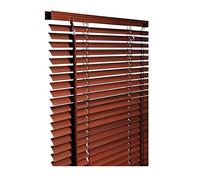 Walnut - Wood grain Effect PVC venetian Blind - Width 195cm x Drop 150cm - 25mm Horizontal Slats - Easy Fit Trimmable fitting with Tilt control Wand Mechanism