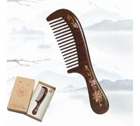Walnut Wood Hair Comb, Walnut Hair Comb, Wood Hair Comb for Women, Wide Tooth Curly Hair Comb, Fine Tooth Combs, Thickened Wooden Massage Comb, Anti Static Comb (Brown)