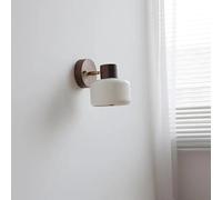 Walnut Wood LED Wall Lamp Sconce Hallway Cafe White Ceramic Rotate Nordic Modern Bathroom Mirror Light Applique Murale(White A)