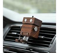 Walnut Wood Robot Car Diffuser Shaking Leg Wooden Figurine Creative Car Perfume & Dashboard Decor Accessory Suitable for Various Models (Jasmine Fragrance 10ml)