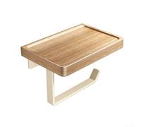 Walnut Wood Shelf Toilet Paper Holder Wall Mounted Tissue Organizer Extended Rod Fits Extra Large Rolls Carbon Steel Rust Resistant Dual Mount Black White 18x12.1x10.3cm Secure Gro(Oak White)