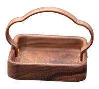 Walnut Wood Snack Tray Chinese Style Handheld Plate Ergonomic Handles For Serving Nuts Pastries Fruits Tea Snacks Multipurpose Decorative Centrepiece 15x15x4cm Chestnut Caramel(A)