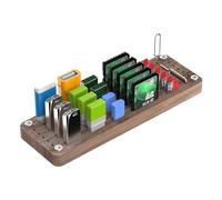 Walnut Wood Storage Holder - 25-Slot Desktop Card Organizer, Memory TF USB Device Storage Box, Compact Desk Accessory, Durable Wooden Case for Pins, Cards and Type-C Devices, Elegant Bur