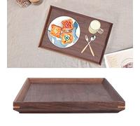 Walnut Wood Tray Rectangle Large Ottoman Table Tray Wooden Decorative Serving Tray Black Walnut Wood Fruit Dessert Tray Desktop Storage Organizer Solid Black Walnut Platter for Breakfast in(Medium)