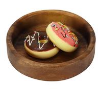 Walnut Wood Tray Serving Platter for Dim Sum, Desserts Square Handcrafted Wooden Plate, Portable Storage Box Rustic Wedding, Table, Kitchen Counter, Jewellery Bathroom Organization (Round)