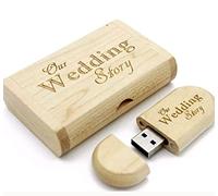 Walnut Wood usb memory stick flash drive 16GB USB Box Wedding Party Photos Engraved Our Wedding Story (Style 1)