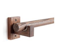 Walnut Wooden Curtain Rod - 47.2" Single Rod with Simple Bracket for Bedroom & Living Room -Home Décor Stylish Window Treatment Solutions