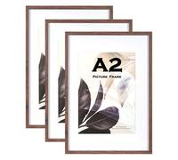 Walnut Wooden Picture Frame A2(42x59.4cm) with Mat,Set of 3, Mount for