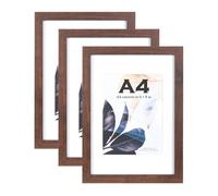 Walnut Wooden Picture Frame A4 with Mount,Set of 3,A4 Frame,A4 Picture Frame,Freestanding and Wall Mountable