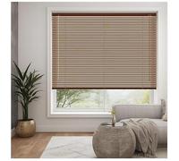 Walnut - Wooden Wood grain effect PVC venetian Blinds - Width 45cm x Drop 150cm - 25mm Horizontal Slats - Easy Fit Trimmable fitting with Tilt control Wand Mechanism