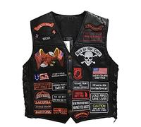 WalnutKing Men Leather Motorcycle Jacket Vest Plastered Embroidery Cool Patches Biker Vest