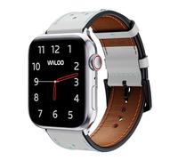 WALOO Breathable Genuine Leather Replacement Watch Strap Compatible with Your Apple Watch Series 8/7/6/5/4/3/2/1/SE, Fits Sizes 38mm 40mm 41mm 42mm 44mm 45mm, White/Opulent Garden, 42/44/45mm, Modern