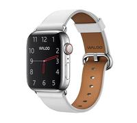 WALOO Genuine Classic Leather Replacement Watch Band Compatible With Your Apple Watch Series 10/9/8/7/6/5/4/3/2/1/SE/Ultra Fits Sizes 38mm/40mm/41mm/42mm/44mm/45mm/46mm/49mm, White/Opulent Garden, 38