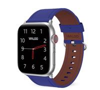 WALOO Genuine Classic Leather Replacement Watch Band Compatible With Your Apple Watch Series 10/9/8/7/6/5/4/3/2/1/SE/Ultra Fits Sizes 38mm/40mm/41mm/42mm/44mm/45mm/46mm/49mm, navy, 42/44/45mm, Classic