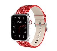 WALOO Genuine Leather Bling Glitter Sparkly Replacement Watch Band Compatible With Your Apple Watch Series 10/9/8/7/6/5/4/3/2/1/SE/Ultra Fits Sizes 38 mm, 40 mm, 41 mm, 42 mm, 44 mm, 45 mm, 46 mm, 49