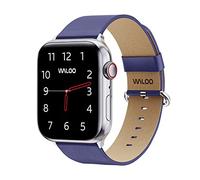 WALOO Genuine Leather Grain Lightweight Elegant Replacement Watch Band Compatible With Your Apple Watch Series 10/9/8/7/6/5/4/3/2/1/SE/Ultra Fits Sizes 38 mm, 40 mm, 41 mm, 42 mm, 44 mm, 45 mm, 46 mm