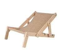 Walopola 2-in-1 Sisal Cat Scratching Lounge Chair - Elevated Beach Deck Bed, Natural Solid Wood Frame, Adjustable Scratcher, 33.8x37.0x50.9cm