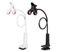 Walopola 2 Pieces Gooseneck Phone Holders 73 Cm ABS Black And White 360 Adjustable Overhead Phone Mount Overhead Cell Phones Clamp Mount Long Flexible Lazy Arm Clip For Study Bedside Living Room