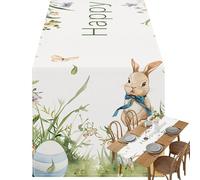Walopola Easter Bunny Tablecloth - 72 inches Long Spring Bunnies Table Cloth,Exquisite Bunny Egg Table Cloth, Seasonal Festive Table Cloth for Holiday, Kitchen