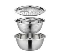 Walopola German Multifunctional Stainless Steel Basin Colander Basin Mixing Bowl Set Multifunctional Basin Set Stainless Steel Grater Basin Kitchen Grater Set Kitchen Tools