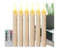 Walopola Real Wax LED Flameless Taper Candles, 6x Battery Operated, Black, ABS Material, LED Tea Lights, Fake Candles for Lantern, Pool, Mantle, Weddings, Christmas