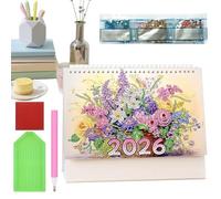 Walopola Rhinestone Art 2026 Calendar - 12-Month Planner Decor - Desktop Calendar,for Teens Craft Lovers Beginners Artists Teachers Holiday Birthday Daily Planning Tasks Home Office Bedroom Desk