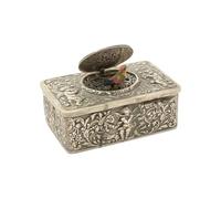 Walopola Vintage Wind Up Singing Bird Boxes 10 X 6 X 4 Cm 3D Embossed Silver Metal Singing Bird Box With Bellows & Clockwork Mechanical Wind Up Birds Music Boxes For Farmhouse Men Kids Play