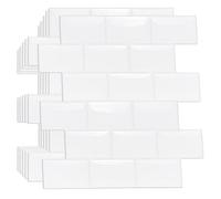 Walplus 100 Pieces 30.5 X 15.4 Cm Pure White Glossy Peel And Stick 3D Wall Tiles Sticker Adhesive Stick On Tiles For Backsplash