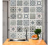 WALPLUS 10cm24pcs Blue Azulejo Mosaic Wall Tile Stickers Peel and Stick Backsplash Self-Adhesive Decals Home Decor Living Room DIY Splashbacks Spring Easter Decoration Tile Paint Stick on Tiles Idea