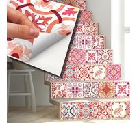 WALPLUS 120 Pcs 15cm (6") Moroccan Rose Red Mosaic Tile Stickers - Peel & Stick Self-Adhesive Backsplash for Kitchen & Bedroom - Removable Vinyl Wall Decals - DIY Home Decoration