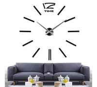 Walplus 130x130 cm 3D Giant Vinyl Wall Clock Art Decals Home Decoration Living Bedroom Office Décor DIY, Black