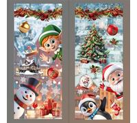 WALPLUS 149 PCS Xmas Window Clings Double Sided Christmas Window Clings Reusable Christmas Window Stickers Removable Peeking Santa & Friends with Snowflake Window Stickers