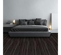 WALPLUS 15 Planks of 91.4CMx15.2CM Charcoal Black Wood Look Vinyl Flooring High Quality Decking Boards Decorative Wood Grain Floor Plank Effect Home Kitchen Bedroom