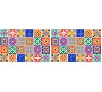 WALPLUS 15cm 24pcs Mara Colourful Mix Wall Tile Stickers Peel and Stick Backsplash Self-Adhesive Vinyl Home Decor DIY Living Room Splashbacks Spring Easter Decoration Tile Paint Stick on Tiles Ideas