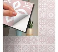 WALPLUS 15cm 48 pcs Sevilla Light Pink Wall Tile Stickers Peel and Stick Backsplash Self-Adhesive Vinyl Home Decor DIY Living Room Splashbacks Spring Easter Decoration Tile Paint Stick on Tiles Ideas