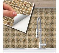WALPLUS 15cm(6") 120 Pieces Antique Brown Azulejo Mosaic Wall Tile Sticker Set Peel and Stick Backsplash Decals Vinyl Home Decors Splashback for Kitchen Bathroom Tile Paint Stick on Wall