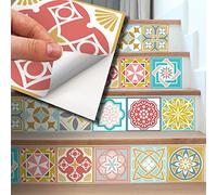 WALPLUS 15cm(6") 24 pcs Malia Colourful Wall Tile Stickers Peel and Stick Backsplash Self-Adhesive Vinyl Home Decoration DIY Living Bedroom Splashbacks for Kitchen Tile Paint Stick on Tiles, WT1521.