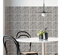 WALPLUS 15cm(6") 24 Pieces Picasso Grey Marble Mosaic Wall Tile Sticker Set Peel and Stick Backsplash Decals Vinyl Home Decors Splashback for Kitchen Bathroom Tile Paint Stick on Wall