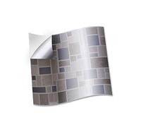 WALPLUS 15cm(6) 24pcs Metallic Silver Beige Stone Mosaic Wall Tile Sticker Tile Paint Stick on Tiles Peel and Stick Self Adhesive Wall Tiles Stickers for Kitchen Bathroom Tile Transfer Backsplash WT1611