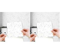 WALPLUS 15cm(6"") 24pcs Terrazzo Holographic Glitter Silver Wall Tile Sticker, Self Adhesive Wall Tiles Stickers for Kitchen Bathroom Tile, WT1604 (Colors May Vary) (Pack of 2)